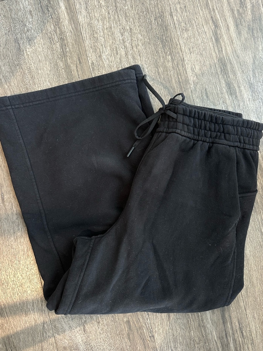 lululemon athletica Black Wide-Leg Fleece Drawstring Pants